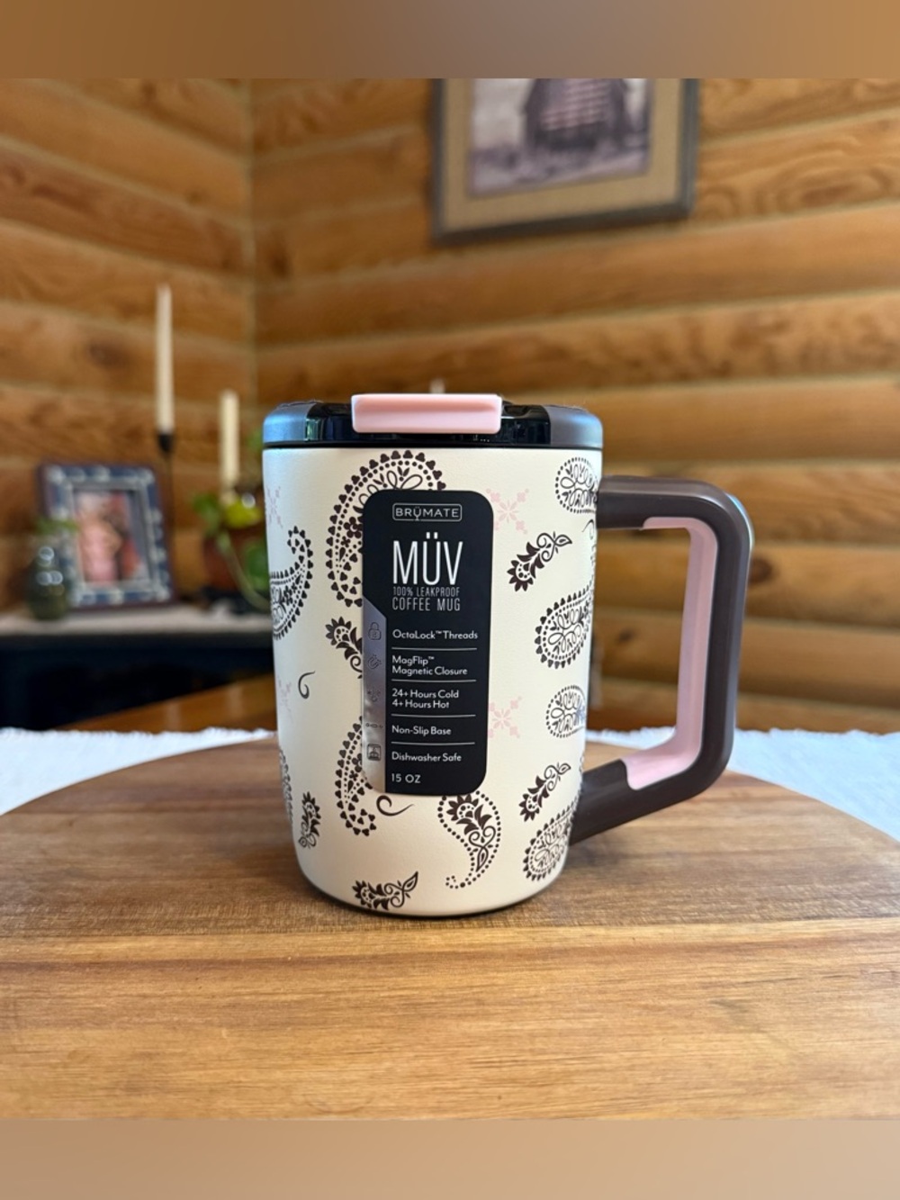 PAISLEY PINK 15oz Brumate Muv LEAKPROOF Coffee Mug * Exclusive